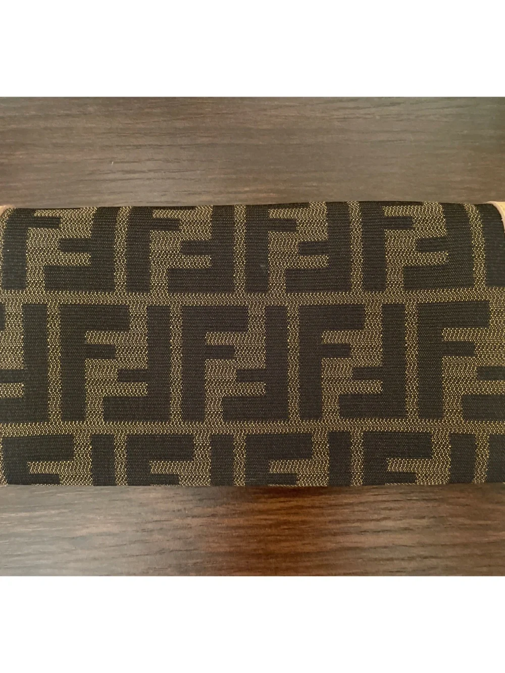 Fendi Brown & Tan FF Logo Card Holder
